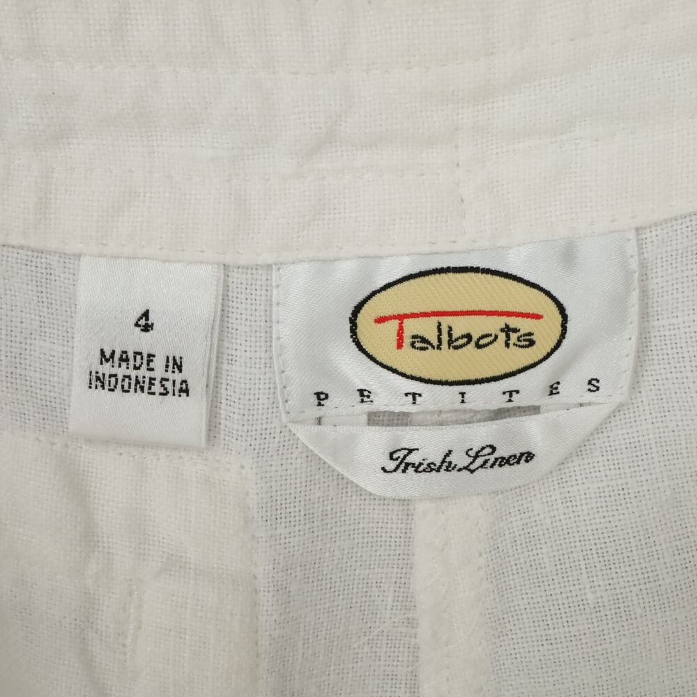 Talbots Pants Petites 4P White Irish Linen Crop Wide Leg Pockets Cruise Resort - Picture 3 of 11